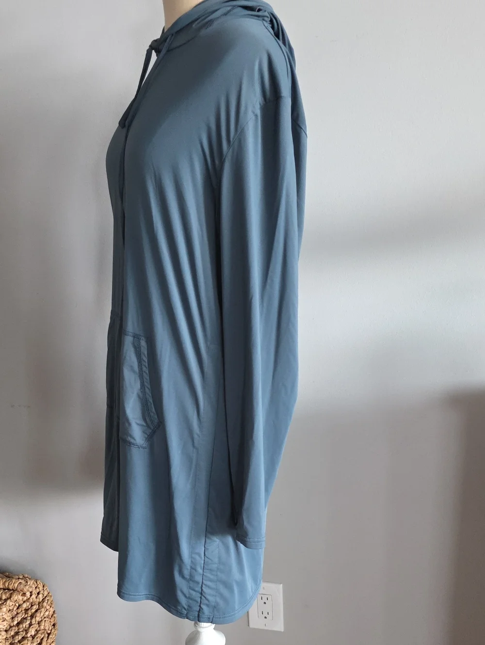 Costa Lightweight Hooded Tunic in Dusty Blue